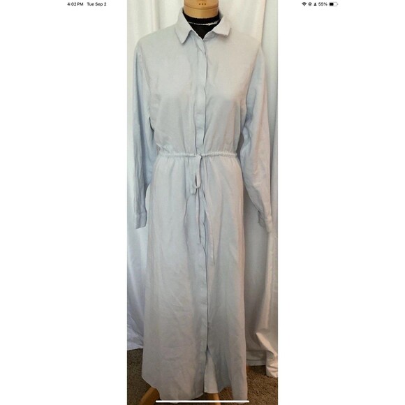 Nordstrom Women's Powder Blue Long Maxi Shirt Dress Size S Front Button - Picture 1 of 8